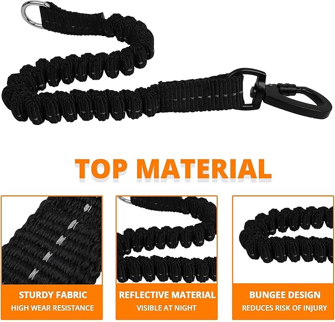 Long Dog Leash 15 FT: Heavy Duty Rope Leashes for Dogs Training with Swivel Lockable Hook Reflective Threads Bungee and Padded Handle - Dog Lead for Large Small Medium Dogs Outside Walking Hiking