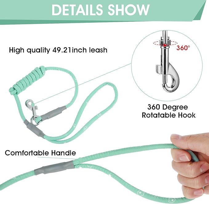 TIESOME Cat Harness and Leash Set, Adjustable Gradient Kitten Harness Escape Proof Harness with Leash for Kitty Outdoor Walking (Green)