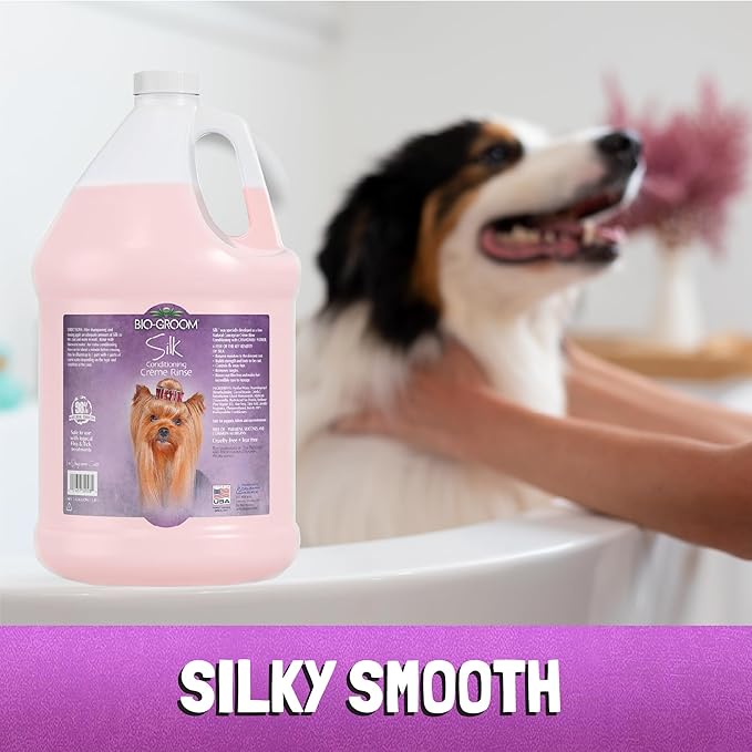 Bio-Groom Silk Creme Rinse Dog & Puppy Conditioner - Hair Detangler for Dogs, Moisturizes Skin & Coat, Removes Tangles & Frizz, Made in USA - 1 Gallon