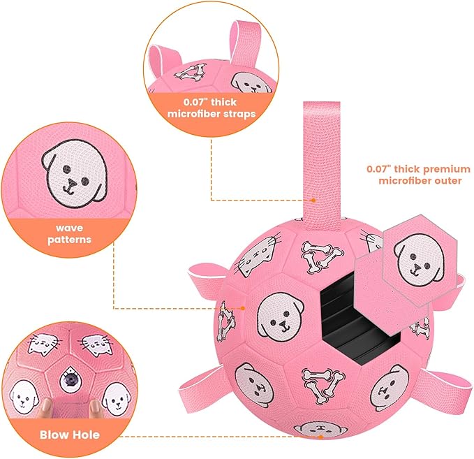 Dog Soccer Ball, Dog Toy Soccer Balls with Grab Tabs, Herding Ball for Dogs, Water Pool Dog Toys for Indoor/Outdoor Play – Great Dog Birthday Gift for Medium & Large Dogs, 8 Inch