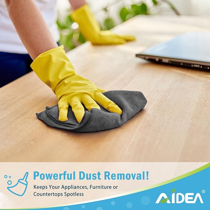 AIDEA Microfiber Cleaning Cloth Grey 50PK, Microfiber Towels for Cars, Premium Car Cloths, Dusting Cloth Lint Free Cleaning Rags for SUVs, House, Kitchen, Window, Workshops,11.5×11.5"