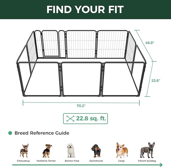 FXW Pawadise Acrylic & Wire Mesh Indoor Dog Playpen, Heavy Duty 24 Inch 10 Panels Metal Dog Pen for Puppy and Small Dogs, Black│Patented