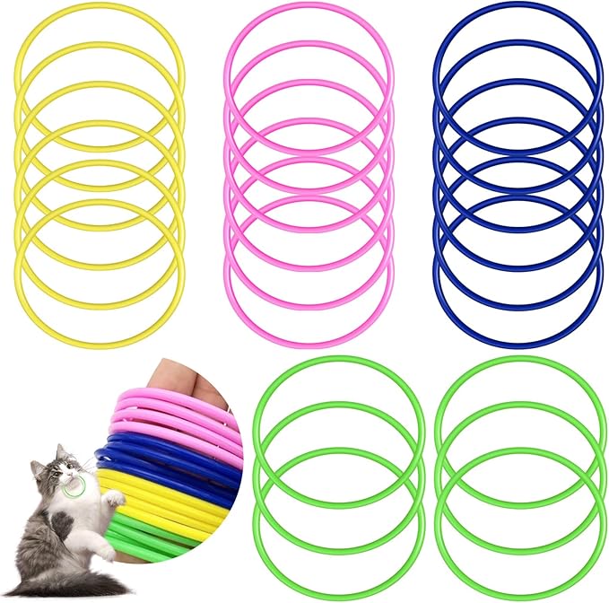 Cat Toys 24 PCS, Rubber Cat Chew Toy, Interactive Cat Toys to Kill Time, Colorful Bracelets Bands for Cat (Jelly Bracelets)