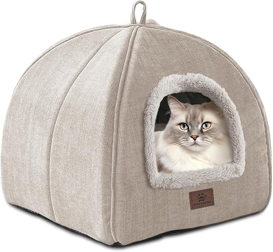 WINDRACING Cat Bed for Indoor Cats - Cat Cave Cat House Cats Tent with Removable Washable Cushioned Pillow, Soft and Self Kitten beds