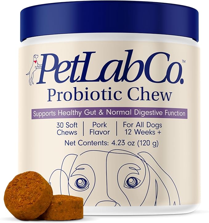 PetLab Co. Probiotics for Dogs, Support Gut Health, Occasional Diarrhea, Digestive Health & Seasonal Allergies - Pork Flavor - 30 Soft Chews - Packaging May Vary