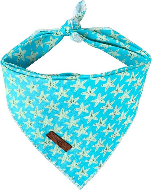 lionet paws Summer Dog Bandana Starfish for Small Medium Large Dogs, Cat Dog Kerchief Triangle Bibs Scarf for Male Female