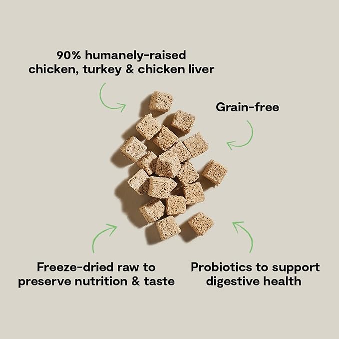 Open Farm, Kitty Cubes, Freeze Dried Raw Cat Treats, Grain-Free, High-Protein Cat Treat with Probiotics, Omega Fatty Acids & Superfoods, Chicken & Turkey Recipe, 1.5oz Bag