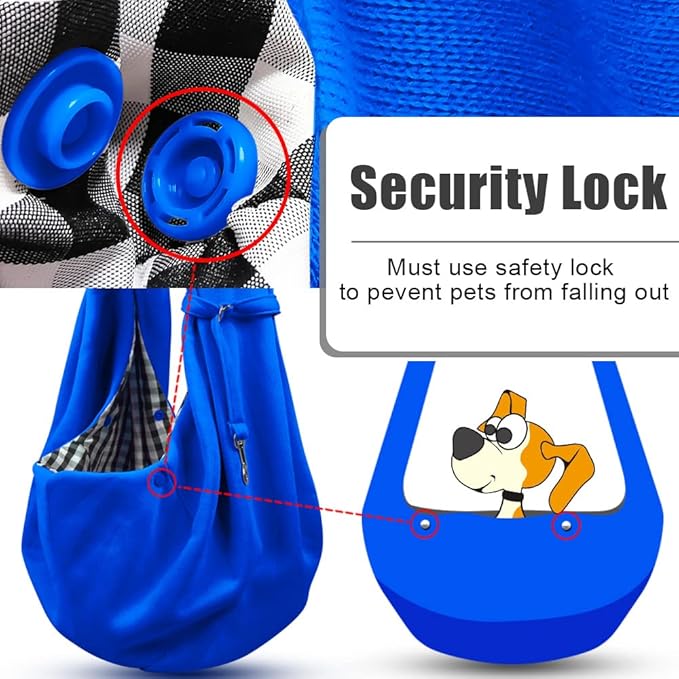 Tomkas Small Dog Sling Carrier - Classic Pocket & Classic Strap - for 3-10 lbs Pets(Royal Blue)