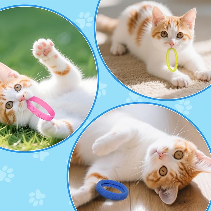 Cat Toys 24 PCS, Rubber Cat Chew Toy, Interactive Cat Toys to Kill Time, Colorful Bracelets Bands for Cat