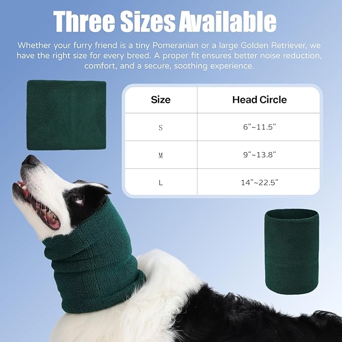 Dog & Cat Calming Band Cat Anxiety Relief Cover,Double Layer Thickened Pet Ears Elastic Neck Band Noise Cancelling Ear Muffs for Anxiety Relief/Noise Protection,Grooming,Thunder,Fireworks