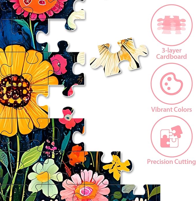 500 Piece Jigsaw Puzzle for Adults - Colorful Flower Puzzle 500 Pieces for Adults Elderly Kids, Recycled Cardboard Challenging Puzzle Perfect for Game Nights - Finished Size is 20.5 x 15 Home Decor