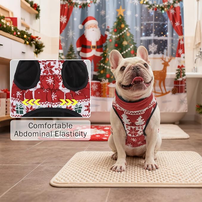 SCENEREAL Christmas Winter Dog Vest Coat with Harness Built in, Warm Puppy Jacket for Small Medium Dogs, Cold Weather Coat with Zipper, Fleece Puffer Vest Windproof Snow Clothes, S