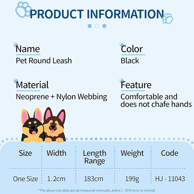 6FT Rope Dog Leash for Medium Large Dogs, Tangle-Free with 360° Swivel & Auto-Locking Aviation Aluminum Carabiner, Thick Nylon Training Lead for Walking, Hiking, Running (Black)