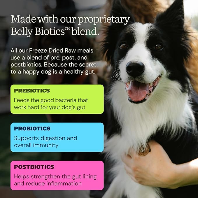 Get Joy Freeze Dried Raw Chicken Dog Food, High Protein Grain Free Meal, Topper & Treat, Gut Health Support with Probiotics, Small to Large Breed, 16oz Bag