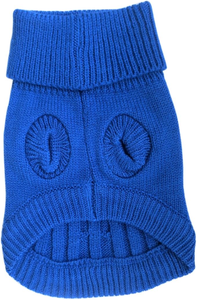 Tangpan Turtleneck Classic Straw-Rope Pro Pet Dog Sweater Apparel (Dark Blue,XL)