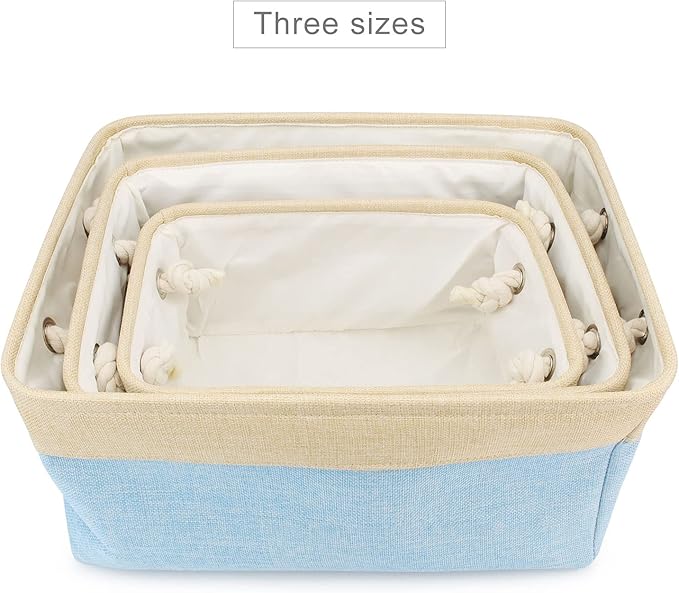 Personalized Dog Toy Box, Dog Toy Basket Storage with Cotton Handle, Customized Name and Paw Heart Print Puppy Toy Bin for Organizing Food Clothes and Pets Accessories(Paw Light Blue)