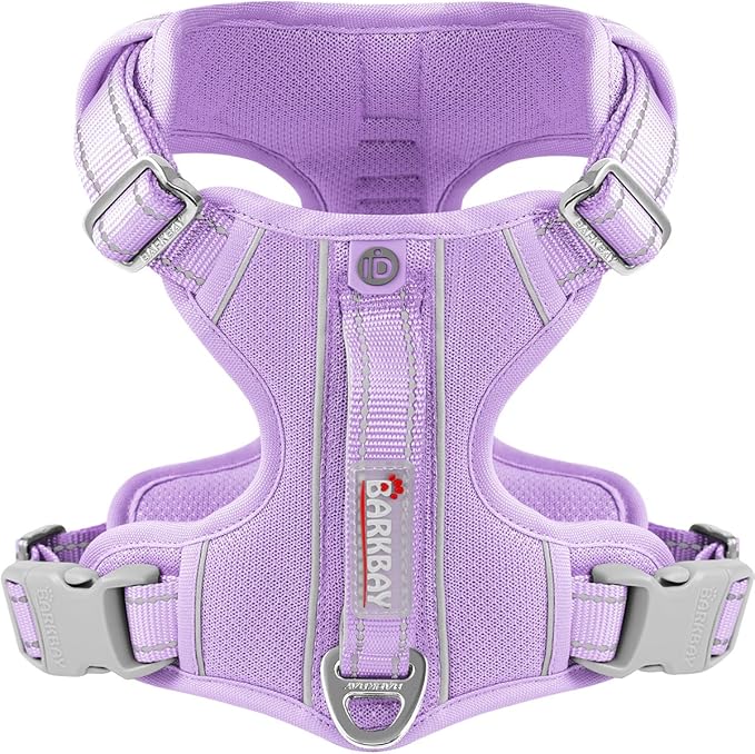 BARKBAY Dog Harness No Pull with ID Tag Pocket - Heavy Duty, Reflective, Easy Control for Large Dogs(Violet Purple,XL)