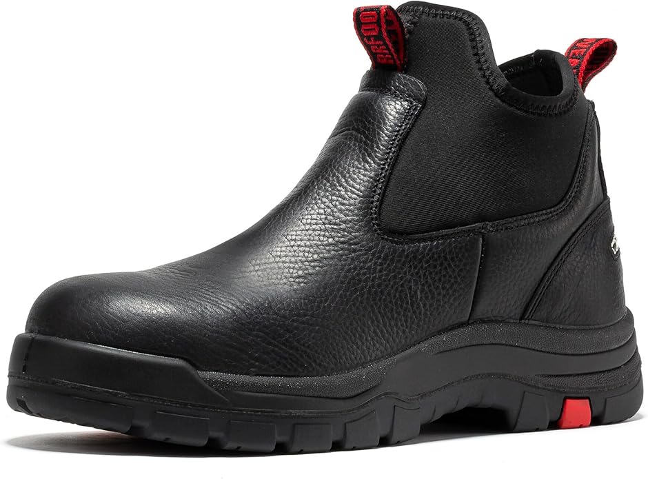 ROCKROOSTER Bakken Men's Black 6 inch Chelsea Boots, EH Rated Waterproof Slip-on Work Boots AK303-Soft Toe, AK323-Steel Toe, CP323-Comp Toe