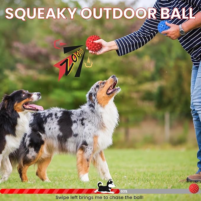 Apasiri Beef-Flavored Durable Dog Ball for Aggressive Chewers, Tough Squeaky Rubber Toy for Pitbulls Large & Medium Breeds