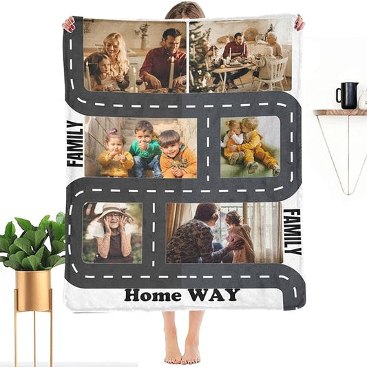 Custom Blanket for Family, Customizable Blankets with Photos, Customized Picture Throws Personalized Souvenir Gifts for Lover Mother MOM DAD Grandparents Household Always & Forever