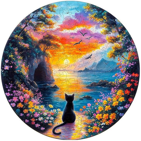 Jigfoxy Wooden Puzzle for Adults, Kitten Wooden Jigsaw Puzzles for Adult, Unique Cat Shape Wood Cut Puzzles, Christmas Thanksgiving Gifts for Friends Family (S-8.5 * 8.5in-100pcs)