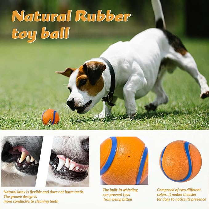 Dog Toy Ball,Rubber Sound-Producing Toy Ball, with a Groove Design That is Resistant to Bites, Has a High Bounce, Dog Training Interactive Pet Toy, Relieving Pet Anxiety（Large Size）