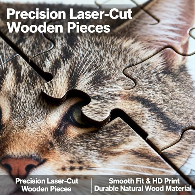 135-Piece Morandi Cat Shaped Wood Puzzle, Cute Cat Shaped Wooden Jigsaw Puzzle, Unique Framed Cats Outlines Jigsaw