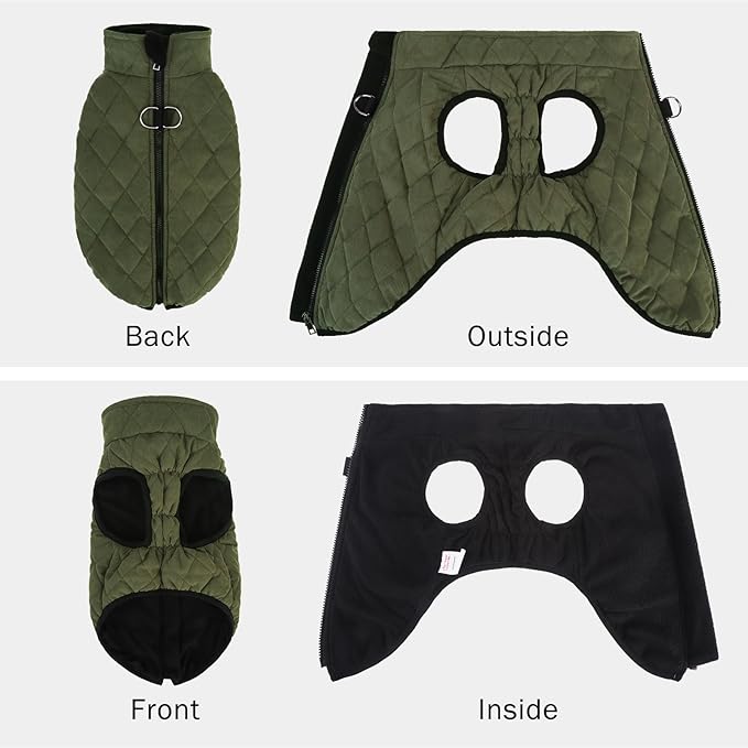 SCENEREAL Dachshund Winter Dog Vest Coat with Harness Built in, Warm Puppy Jacket for Small Medium Dogs, Cold Weather Coat with Zipper, Fleece Puffer Vest Windproof Snow Clothes