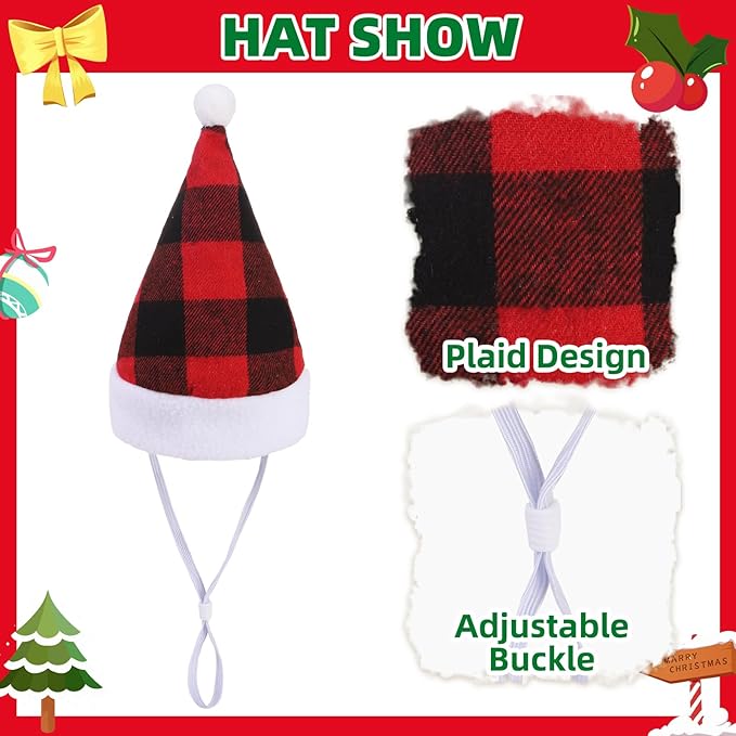 PUPTECK Dog Christmas Bandana Scarf with Cute Doggy Santa Hat Suit, Costume Ornaments for Small Medium Large Dogs Boy Girl Outfit Presents, Red