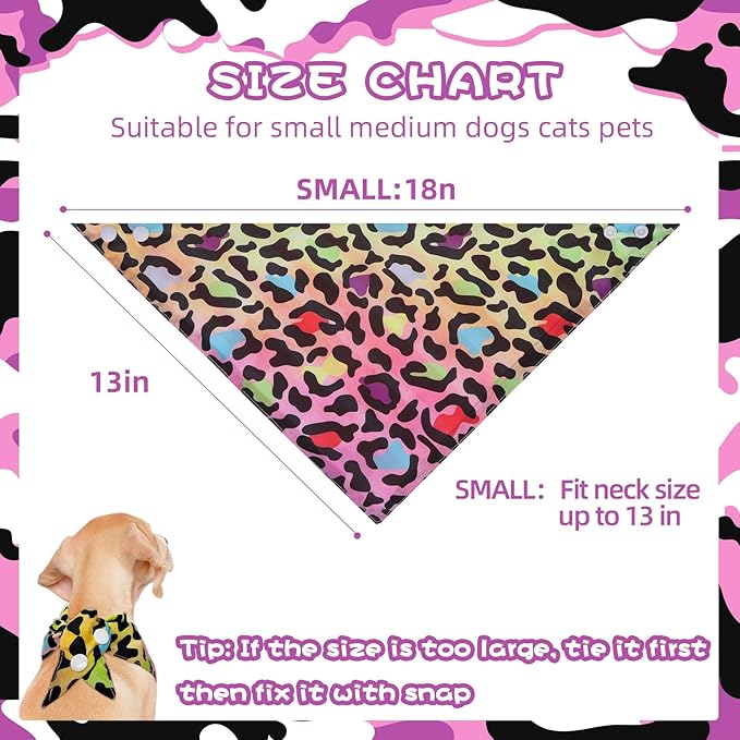 PAWCHIE Dog Bandanas Small Reversible Styles Pet Triangle Scarf Bibs - Adjustable with Two Snaps - Kerchief Set Accessories for Dogs, Puppy, Cats, S