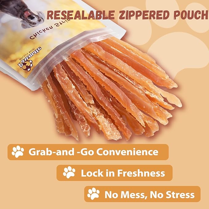 Chicken Jerky Strips Dog Treats, Natural Dehydrated Chicken Snacks w/Taurine, Soft & Chewy Training Treats for Small Medium Large Dogs, Rawhide-Free, Grain-Free, 10.6 oz