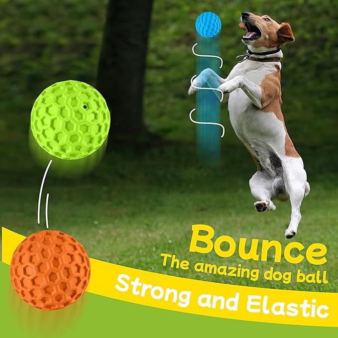 havit Indestructible Squeaky Dog Balls for Aggressive Chewers, Interactive Dog Toys to Keep Them Busy, Rubber Dog Chew Toy for Large Medium Breeds, Outdoor Waterproof (3 Colors)