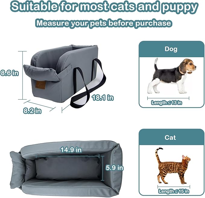 Dog Car Seat Centre Console Dog Booster Seat Dogs Console Seat Small Car Seat for Dogs Cats Pets Up to 13lbs