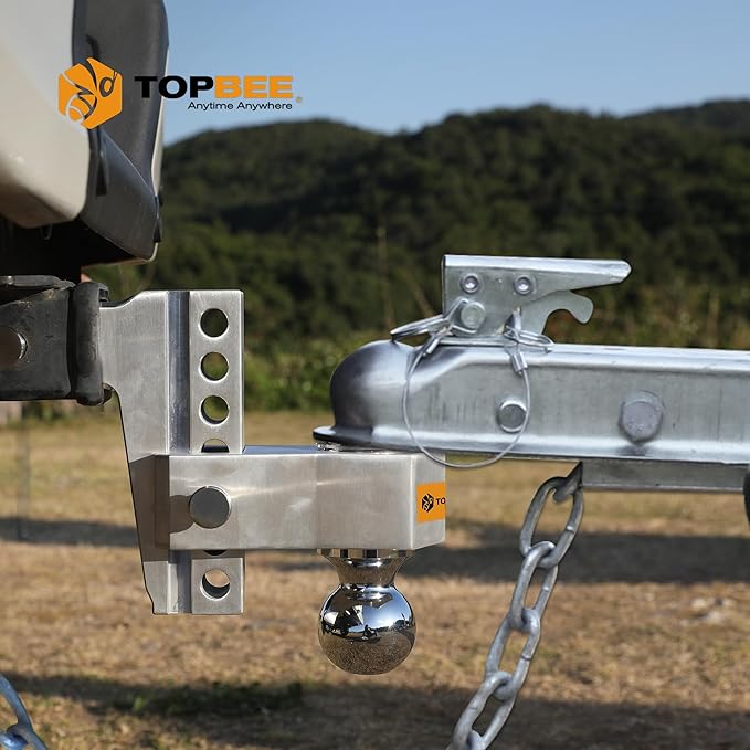 Tow Hitch- Fits 2.5'' Receiver Only, 6'' Drop/Rise Drop, Dual Ball (2'' X 2-5/16''), Adjustable Aluminum Trailer Hitch for Heavy Duty Truck -18,500 Gtw with Trailer Locks-312506