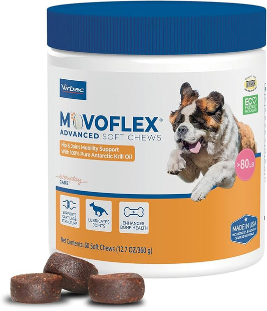 MOVOFLEX Advanced Soft Chews Hip Joint Support Supplement for Large Dogs 60 Count by Virbac