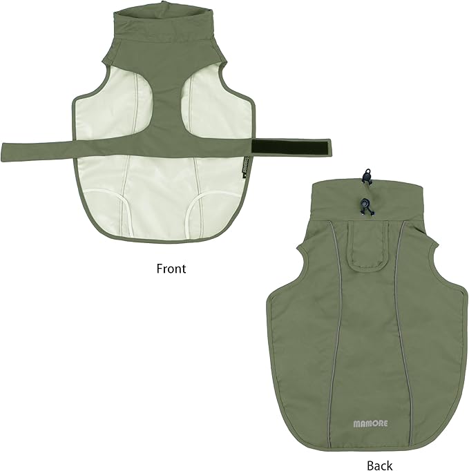 Adjustable Waterproof Dog Raincoat for Dogs,Lightweight Pet Rain Jacket Puppy Clothes with Reflective Strip for Small Medium Large Dogs (Army Green, XX-Large)