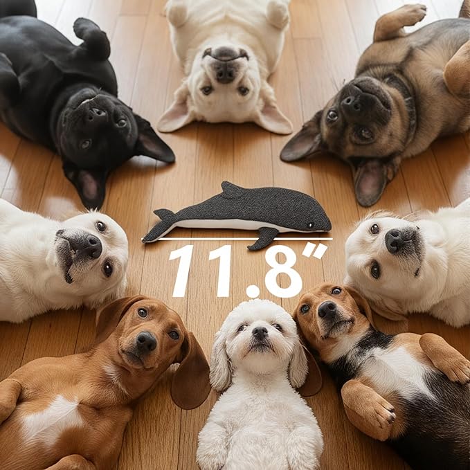 Tough Dog Toy for Aggressive Chewers, Durable UHMWPE Fabric Chew Toy with Squeaky, Plush Companion for Small Medium Large Dogs - Dolphin