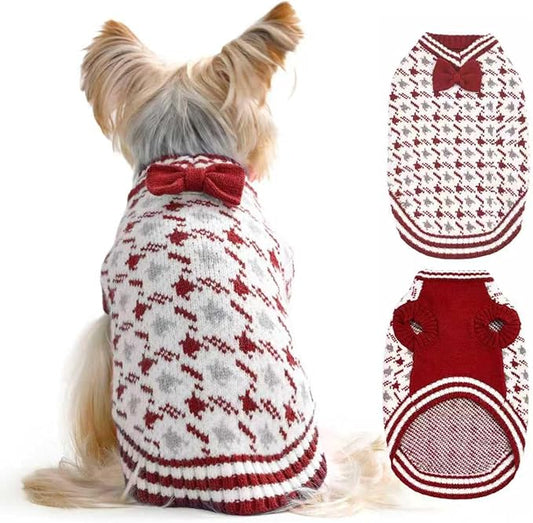 Christmas Halloween Dog Sweater for Extra-Small Girls or boy, Soft Clothes Winter Weather for Dog Outfit for Doggie Kitten Small XXS XS Cat Sweaters Apparel (RED, S)