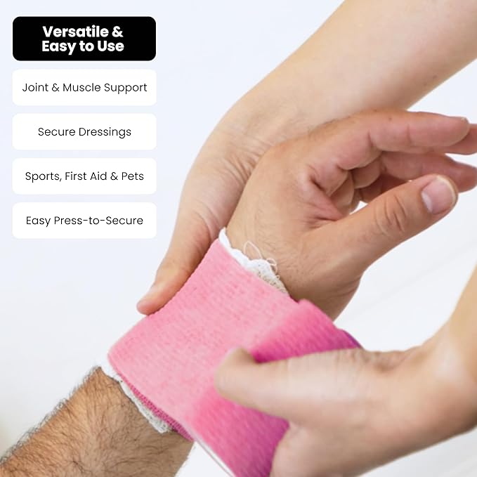 Juvale Self-Adherent Cohesive Bandage Wrap - Joint Support & Vet Wrap for Horses - Versatile First Aid & Pet Bandage - Athletic Compression & Stretch Tape - 3 in x 6 yd, Pack of 12, 6 Colors