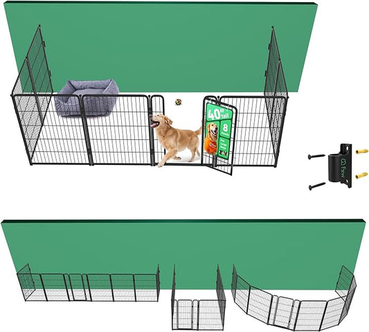 FXW Homeplus Unleashed Indoor Dog Playpen - Stress-Free and Safe Play, Heavy Duty 40 Inch 8 Panels with Fence-to-Wall Anchor (Pack of 4) for Medium and Large Dogs, Black│Patented