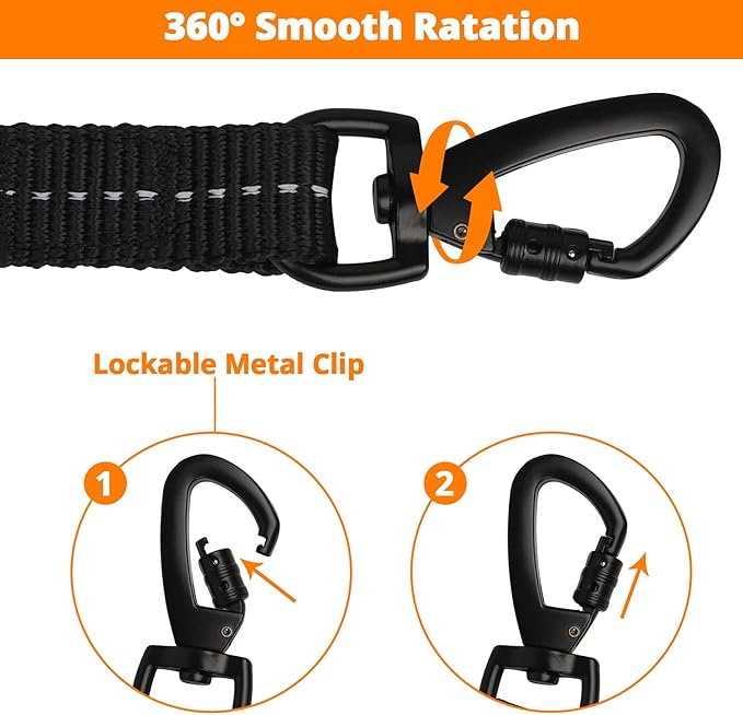 Long Dog Leash 30 FT: Heavy Duty Rope Leashes for Dogs Training with Swivel Lockable Hook Reflective Threads Bungee and Padded Handle - Dog Lead for Large Small Medium Dogs Outside Walking Hiking