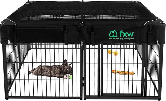 FXW Homeplus Unleashed Indoor Dog Playpen - Stress-Free and Safe Play, Heavy Duty 24 Inch 8 Panels with Playpen Cover for Puppy and Small Dogs, Black│Patented