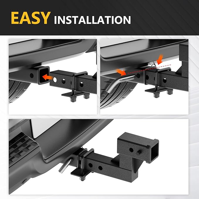 2-Inch Trailer Receiver Hitch Riser & Extender, 4.4" Rise/Drop, Solid Tube, Extension Length Options 5", 6", 8", 9", 7500 lbs Towing Capacity, Matte Black