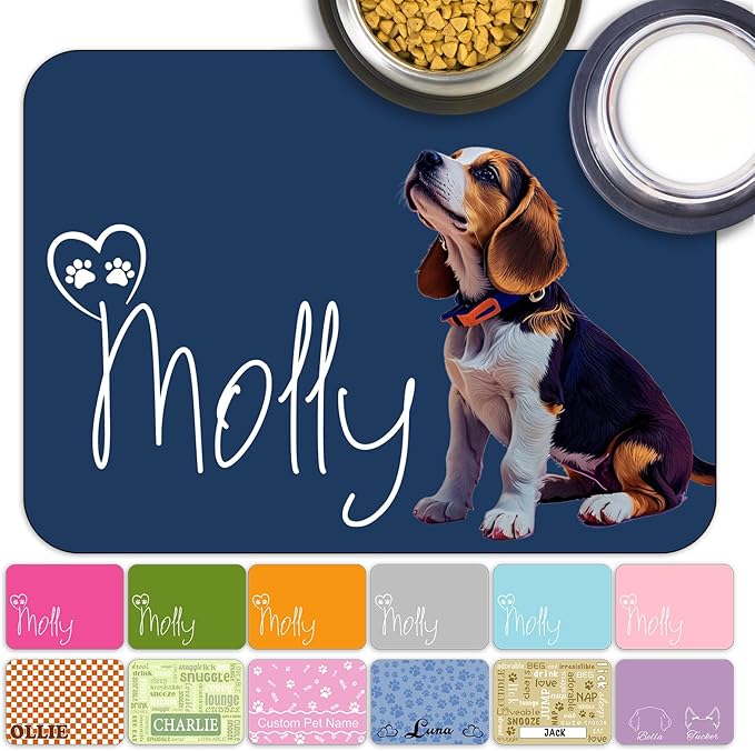 Personalized Dog Cat Food Mat Non-Slip Custom Dog Feed Placemat Water Absorbent Customized PU Mats for Pet Food and Water-Style5