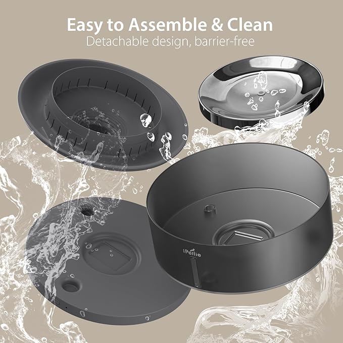 iPettie Cake Dog Water Fountain, 8L/2.1Gal Large Capacity Automatic Dispenser, Wireless Pump Filtered Waterer Purifier with BPA-Free Stainless Steel Bowls, Dishwasher Safe, Blue