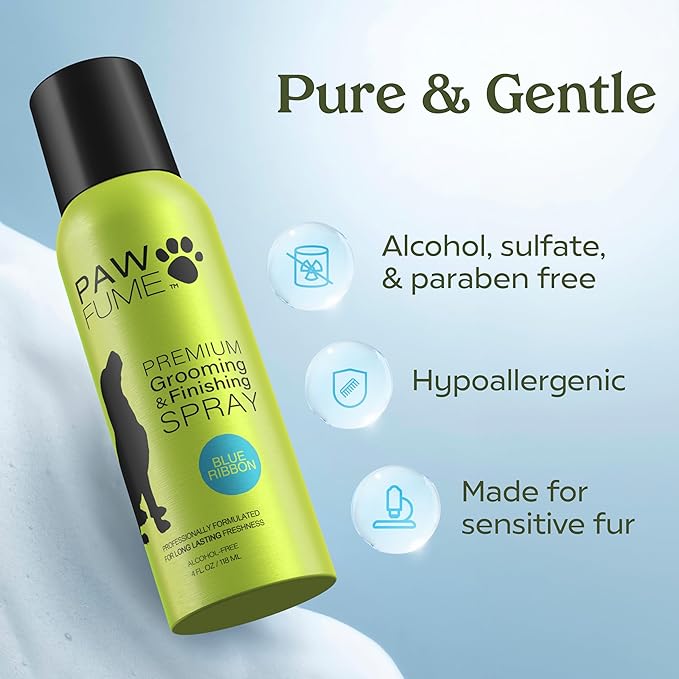 PAWFUME Dog Perfume Spray for Grooming, Blue Ribbon, 1-Pack – Keep Your Pup Fresh All Day – Probiotic, Alcohol-Free, Detangling & Moisturizing – Salon-Quality Dog Spray Deodorizer Perfume