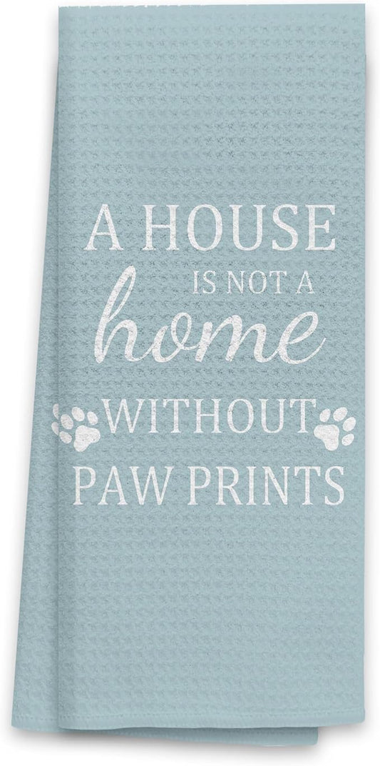 TNUW Dog Kitchen Towels 16″×24″, Dog Decorations for The Home,A House is Not A Home Without Paw Prints Soft and Absorbent Kitchen Tea Towel Dish Towels Hand Towels, Dog Lovers Gifts for Women(Blue 1)