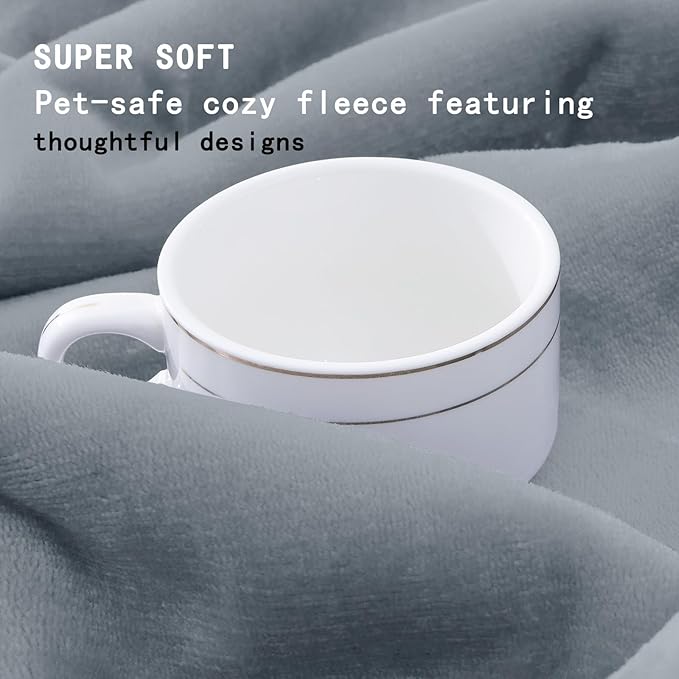 Smiry Waterproof Dog Bed Blanket, Leakproof Pet Throw Blanket for Bed Couch Sofa, Reversible Sherpa Fleece Furniture Protector Cover for Small Medium Large Dogs Cats (Grey, 40x57 inches)