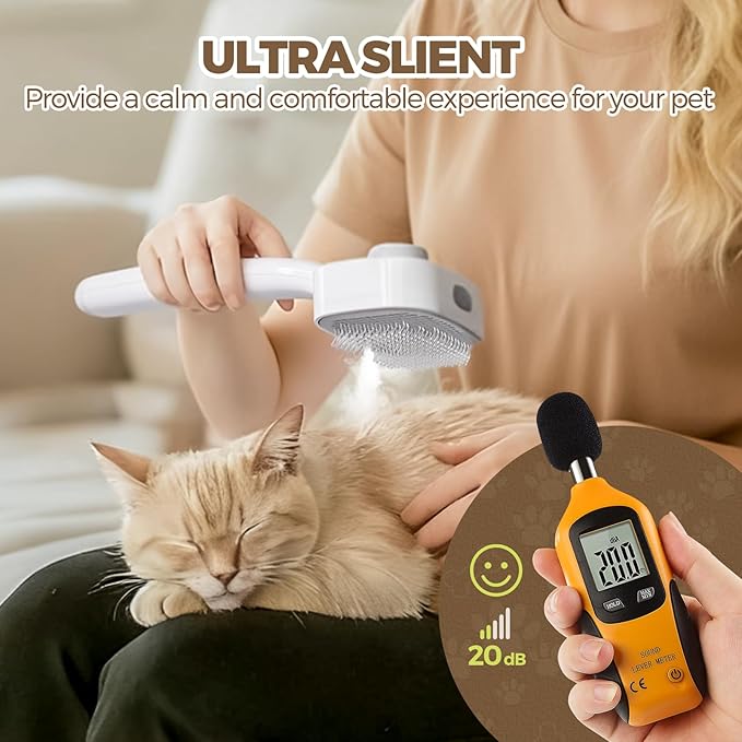 Pet Steam Brush for Cats & Dogs - 3 in 1 Cat Brushes for Shedding - Self Cleaning Dog Grooming Brush with 60mL Water Tank and 2-speed Adjustable Spray for Long/Short Hair Pets