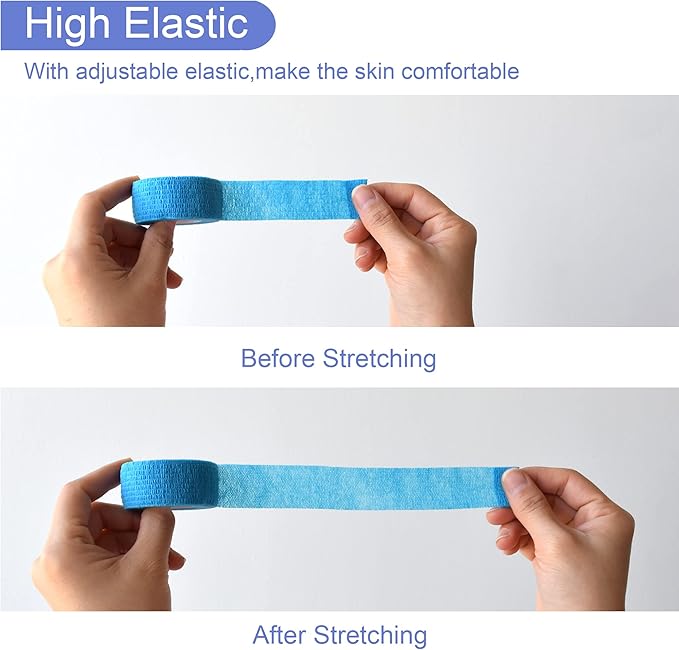 9 Pack 1" x 5 Yards Self Adhesive Bandage Wrap Self Stick Wrap for Ankle, Wrist, Finger, Sports, Breathable Cohesive Vet Tape for Pets (Light Blue)